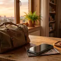 Fotorealistische Aufnahme von Displayschutzglas im Hotelzimmer zum Thema JETech Panzerglas iPhone 17, warmes Abendlicht - Foto: THN