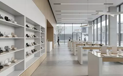 Architektur-Render im Elektronikfachgeschaeft mit Kabellose Kopfhoerer zum Thema Bose QuietComfort Earbuds II, neutrales Tageslicht - Foto: THN