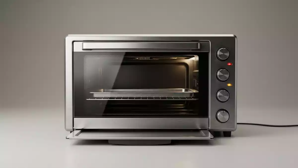 Fotorealistische Studioansicht von Minibackofen in neutraler Produktdarstellung