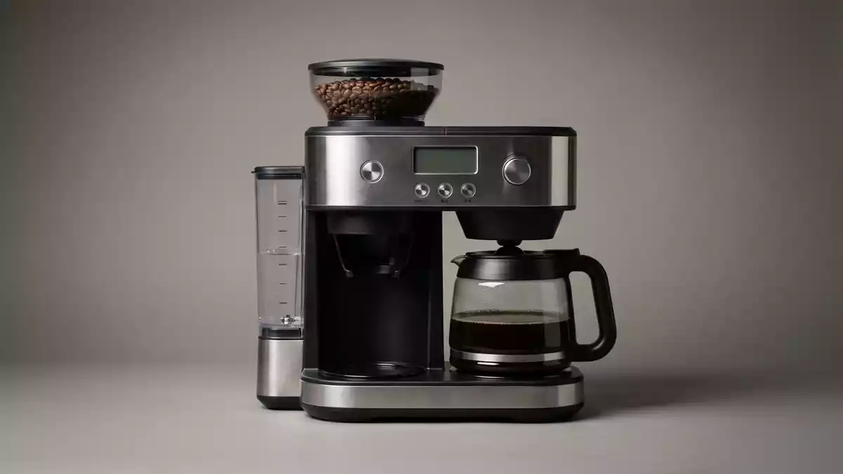 Fotorealistische Studioansicht von Filterkaffeemaschine in neutraler Produktdarstellung