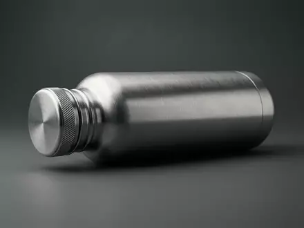 Fotorealistische Studioaufnahme von Trinkflasche zum Thema Owala Twist 750ml Edelstahl, klare Lichtfuehrung - Foto: THN