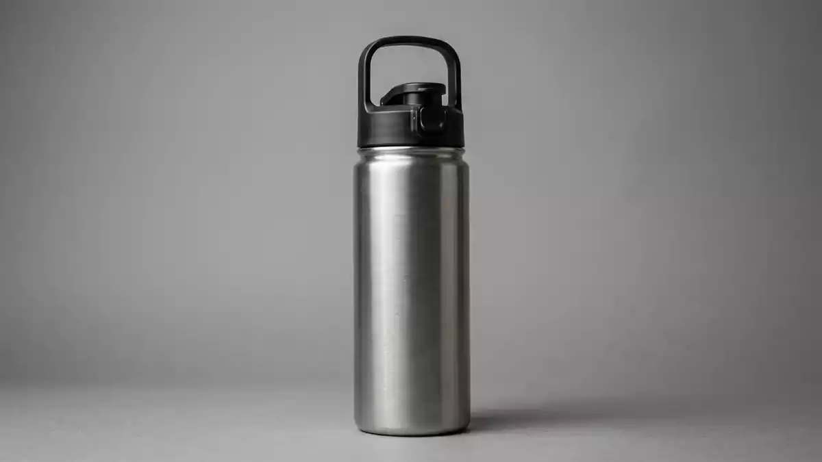 Fotorealistische Studioansicht von Trinkflasche in neutraler Produktdarstellung