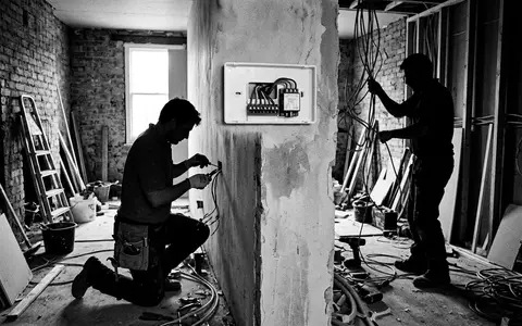 Schwarzweiss-Reportage mit Wandthermostat zum Thema Homematic IP Wandthermostat mit, hoher Kontrast, sachlich dargestellt - Foto: THN