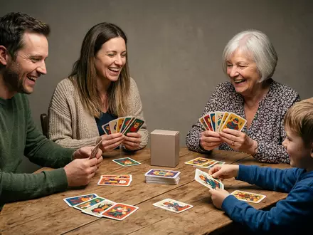 Fotorealistische Studioaufnahme von Kartenspiel zum Thema Skyjo, klare Lichtfuehrung, sachlich dargestellt, markenneutral - Foto: THN