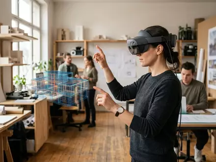 Fotorealistische Aufnahme von AR-Headset im Designstudio zum Thema Magic Leap 2 AR-Headset, natuerliches Licht - Foto: THN
