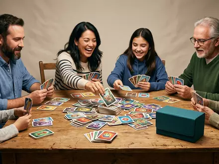 Fotorealistische Studioaufnahme von Kartenspiel zum Thema Skyjo Action, klare Lichtfuehrung, sachlich dargestellt - Foto: THN