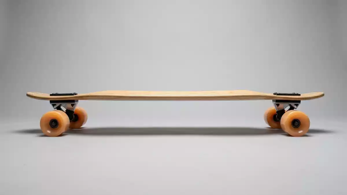 Fotorealistische Studioansicht von Longboard in neutraler Produktdarstellung, neutral