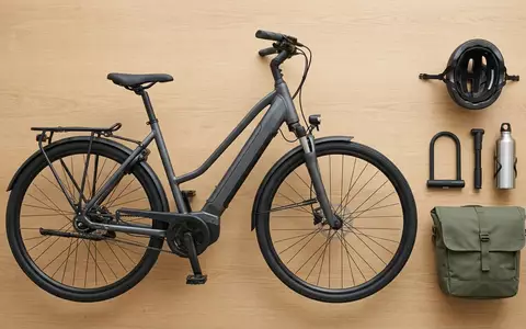 Flatlay-Arrangement rund um Elektrofahrrad zum Thema Fischer ETH 1861.1 E-Bike, weiches Oberlicht - Foto: THN