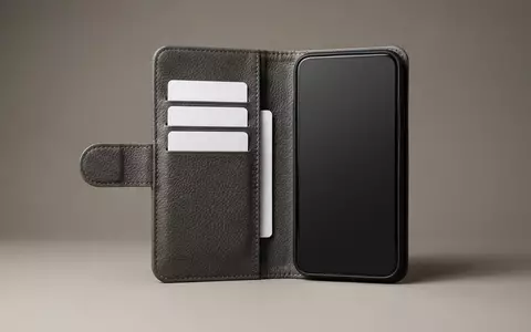 Fotorealistische Studioaufnahme von Klapphuelle zum Thema TUCCH Wallet Case iPhone, klare Lichtfuehrung - Foto: THN