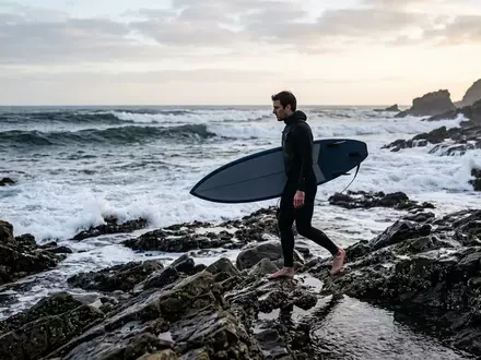 Fotorealistische Aufnahme von Neoprenanzug am Strand zum Thema Rip Curl Flashbomb 3, natuerliches Licht - Foto: THN