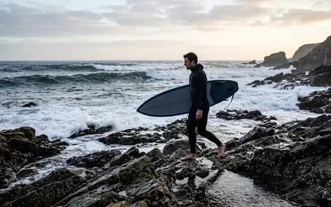 Fotorealistische Aufnahme von Neoprenanzug am Strand zum Thema Rip Curl Flashbomb 3, natuerliches Licht - Foto: THN