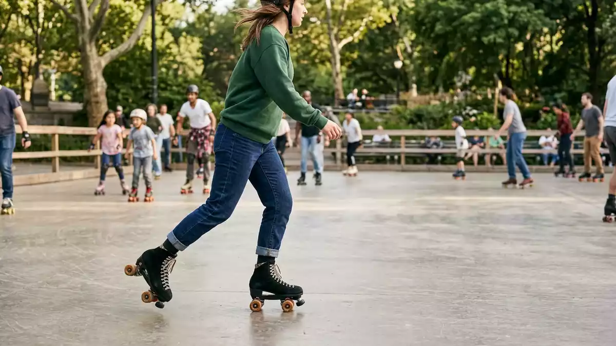 Fotorealistische Ansicht von Rollschuhe auf der Rollbahn in realer Umgebung, neutral