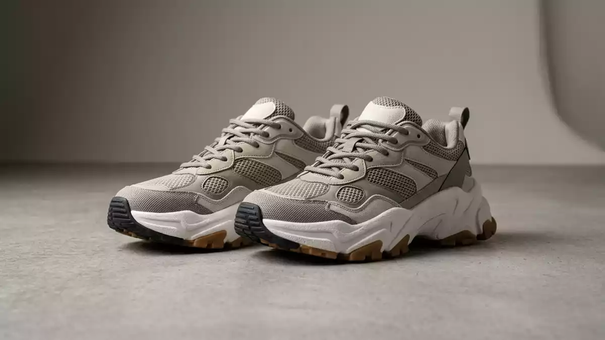 Fotorealistische Studioansicht von Sneaker in neutraler Produktdarstellung, neutral