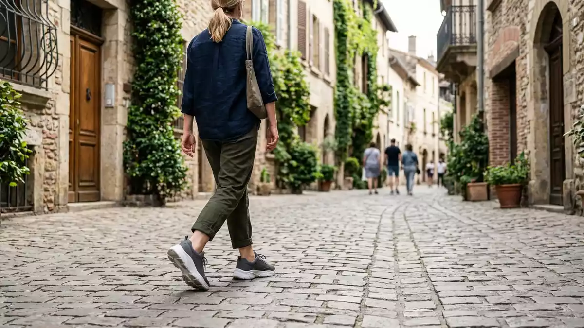 Fotorealistische Ansicht von Sneaker in der Stadt in realer Umgebung, neutral