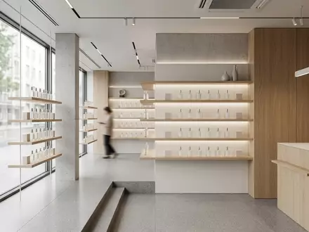 Architektur-Render im Parfuemerie mit Eau de Parfum zum Thema Chanel Coco Mademoiselle EdP, neutrales Tageslicht - Foto: THN