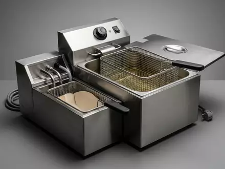 Fotorealistische Studioaufnahme von Fritteuse zum Thema Tefal FW1020 Friteuse Oleoclean, klare Lichtfuehrung - Foto: THN