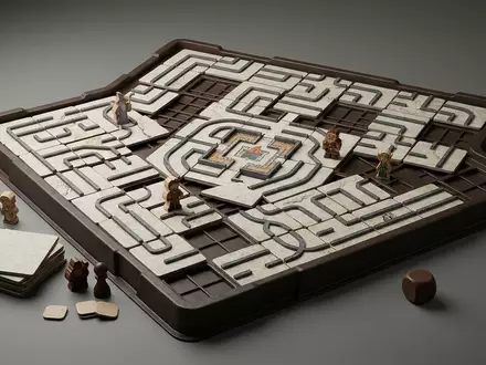Fotorealistische Studioaufnahme von Brettspiel zum Thema Labyrinth, klare Lichtfuehrung, sachlich dargestellt, markenneutral - Foto: THN
