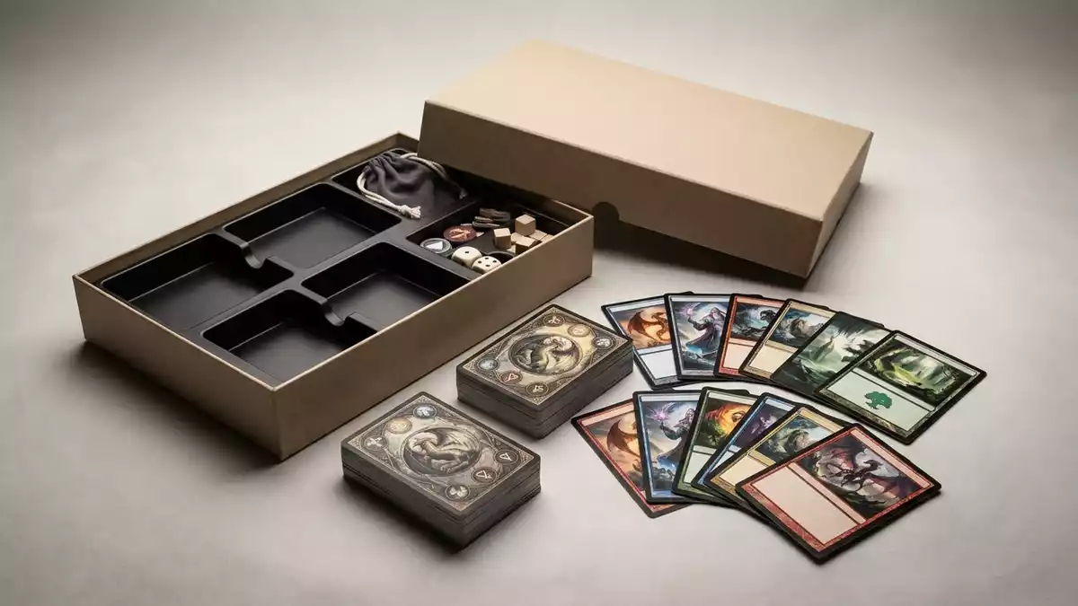 Fotorealistische Studioansicht von Kartenspiel in neutraler Produktdarstellung