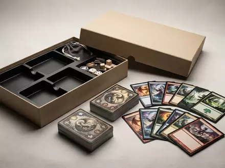 Fotorealistische Studioaufnahme von Kartenspiel zum Thema Disney Lorcana, klare Lichtfuehrung, sachlich dargestellt - Foto: THN
