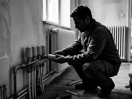Schwarzweiss-Reportage mit Thermostatset zum Thema Netatmo Smart Thermostat Starter, hoher Kontrast, sachlich dargestellt - Foto: THN