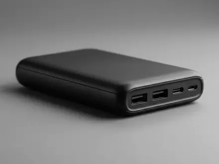 Fotorealistische Studioaufnahme von Powerbank zum Thema Anker 511 Powerbank 5200mAh, klare Lichtfuehrung - Foto: THN