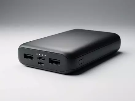 Fotorealistische Studioaufnahme von Powerbank zum Thema Anker 737 Powerbank 24000mAh, klare Lichtfuehrung - Foto: THN