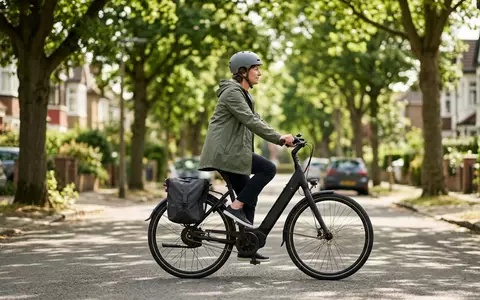 Fotorealistische Aufnahme von Elektro Cityrad beim Pendeln zum Thema KTM Macina Delight 610, natuerliches Licht - Foto: THN