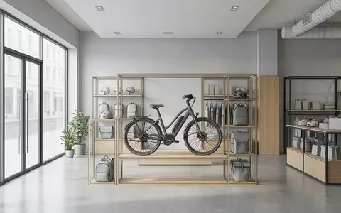 Architektur-Render im Fahrradladen mit Elektro Cityrad zum Thema KTM Macina Delight 610, neutrales Tageslicht - Foto: THN