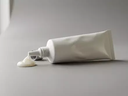 Fotorealistische Studioaufnahme von Prothesenhaftcreme zum Thema Kukident Complete Original Haftcreme, klare Lichtfuehrung - Foto: THN
