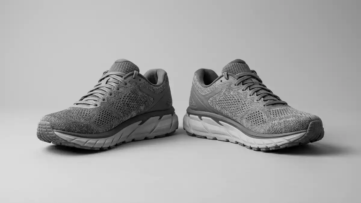 Fotorealistische Studioansicht von Laufschuhe in neutraler Produktdarstellung, neutral