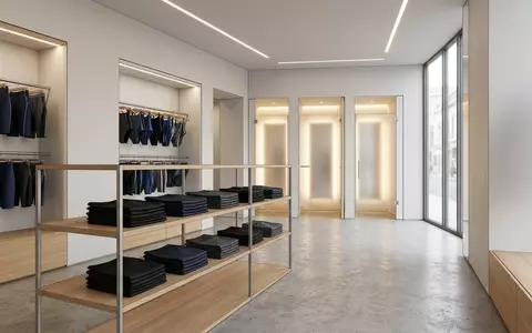 Architektur-Render im Bademodengeschaeft mit Jammer-Badehose zum Thema TYR Herren Jammer Solid, neutrales Tageslicht - Foto: THN