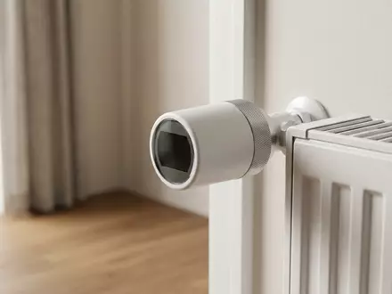 Fotorealistische Studioaufnahme von Heizungsthermostat zum Thema Eve Thermo Smartes Heizkörperthermostat, klare Lichtfuehrung - Foto: THN