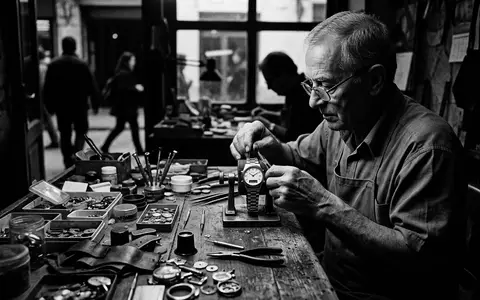 Schwarzweiss-Reportage mit Hybrid-Smartwatch zum Thema Withings ScanWatch 2 Hybrid-Smartwatch, hoher Kontrast, sachlich dargestellt - Foto: THN
