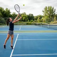 Fotorealistische Aufnahme von Tennisschlaeger auf dem Tennisplatz zum Thema Wilson Blade 98 v9, natuerliches Licht - Foto: THN