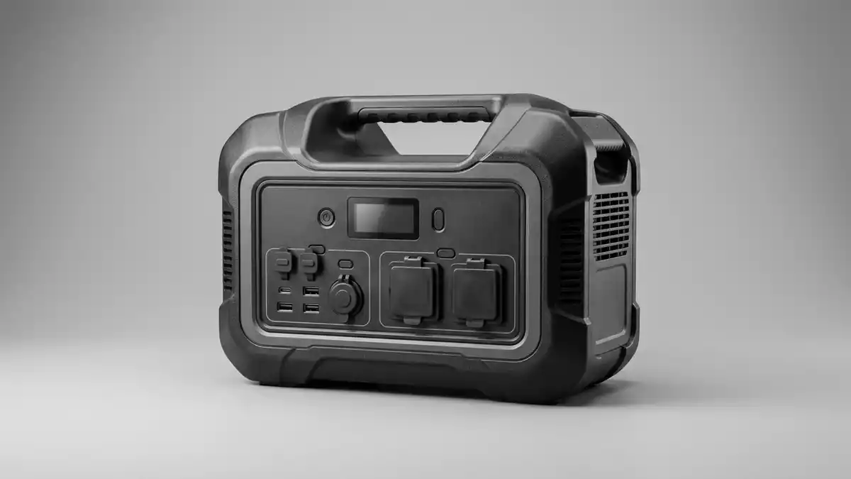 Fotorealistische Studioansicht von Tragbare Powerstation in neutraler Produktdarstellung