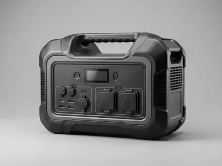Fotorealistische Studioaufnahme von Tragbare Powerstation zum Thema Jackery Explorer 500 Powerstation, klare Lichtfuehrung - Foto: THN