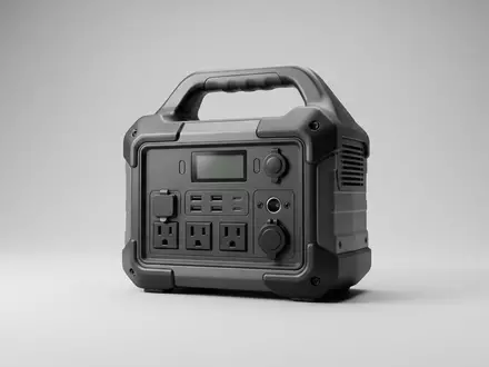 Fotorealistische Studioaufnahme von Tragbare Powerstation zum Thema Jackery Explorer 300 Plus, klare Lichtfuehrung - Foto: THN
