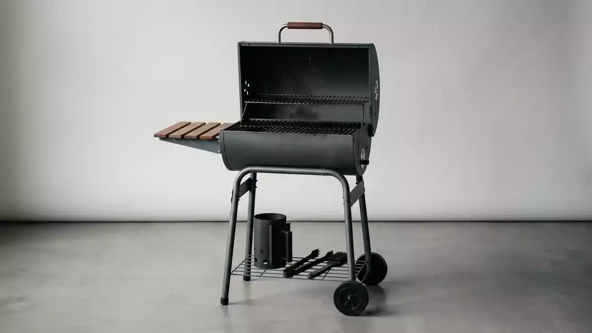 Fotorealistische Studioansicht von Aussengrill in neutraler Produktdarstellung