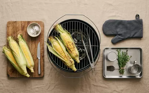 Flatlay-Arrangement rund um Aussengrill zum Thema Ninja Woodfire Outdoor Grill, weiches Oberlicht - Foto: THN