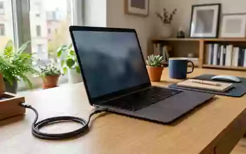 Fotorealistische Aufnahme von USB C Kabel am Schreibtisch zum Thema Choetech USB-C auf USB-C - Foto: THN
