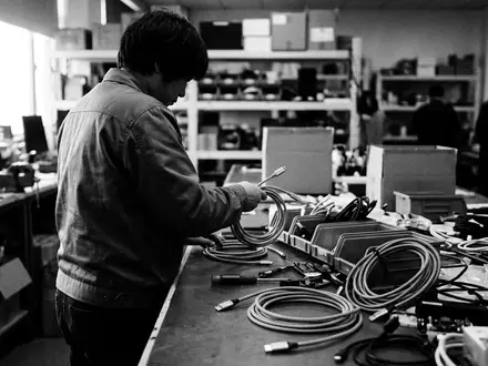 Schwarzweiss-Reportage mit USB C Kabel zum Thema Choetech USB-C auf USB-C, hoher Kontrast - Foto: THN