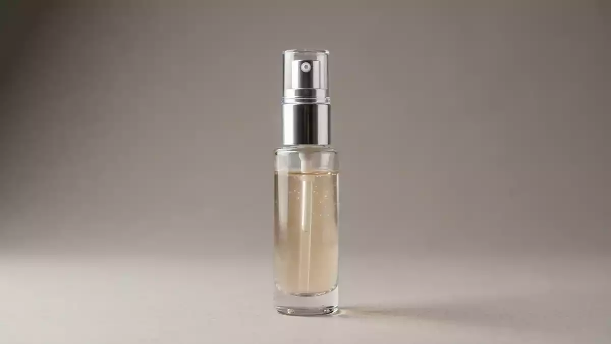 Fotorealistische Studioansicht von Augenserum in neutraler Produktdarstellung, neutral