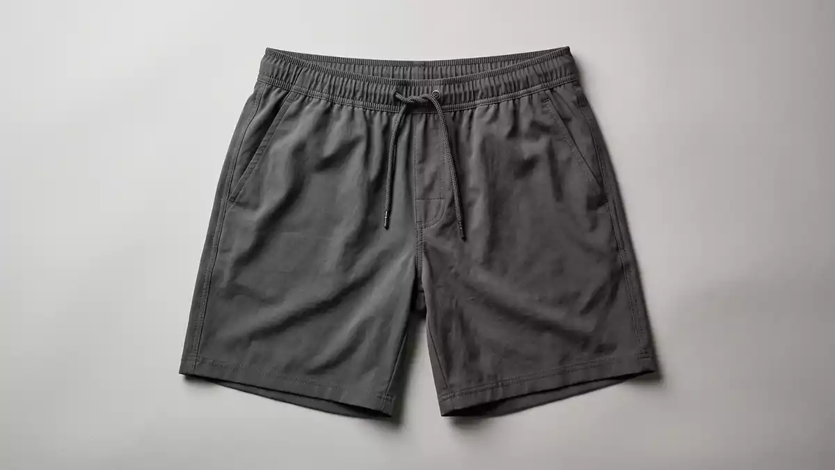 Fotorealistische Studioansicht von Badeshorts in neutraler Produktdarstellung, neutral