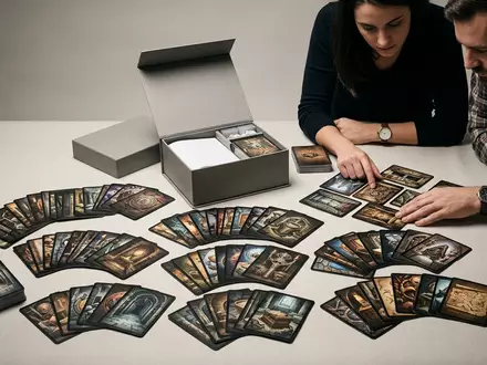 Fotorealistische Studioaufnahme von Escape-Kartenspiel zum Thema Unlock! Escape Adventures, klare Lichtfuehrung, sachlich dargestellt - Foto: THN