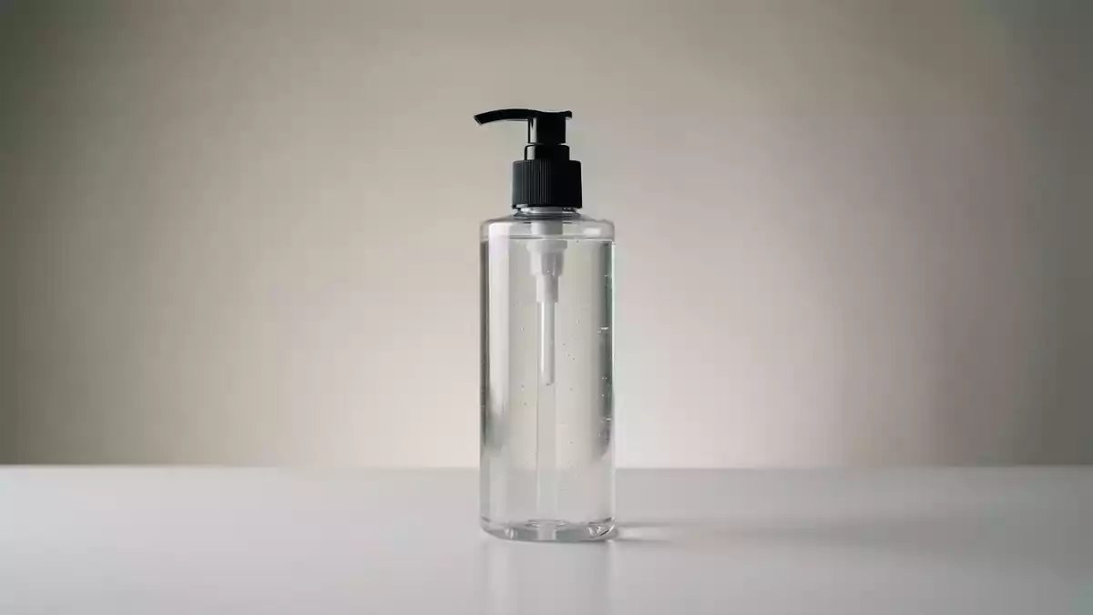 Fotorealistische Studioansicht von Shampoo in neutraler Produktdarstellung, neutral