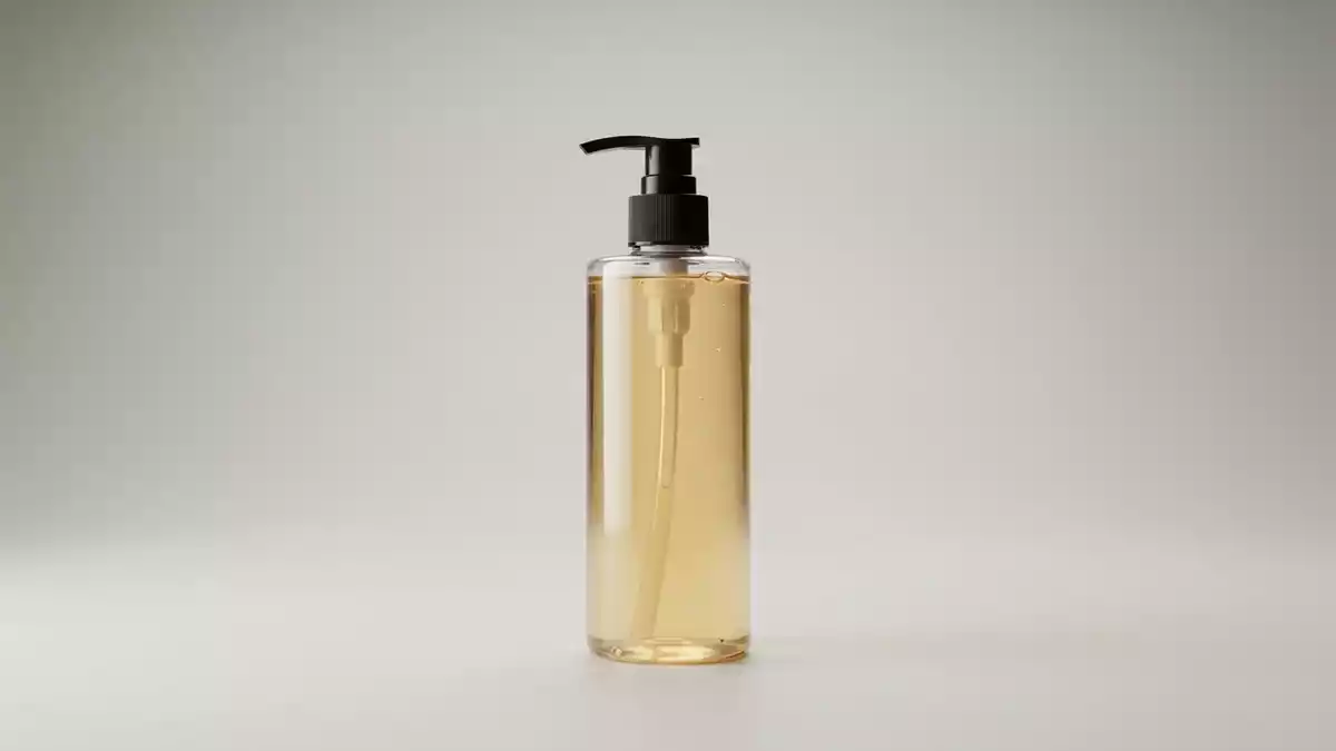 Fotorealistische Studioansicht von Shampoo in neutraler Produktdarstellung, neutral