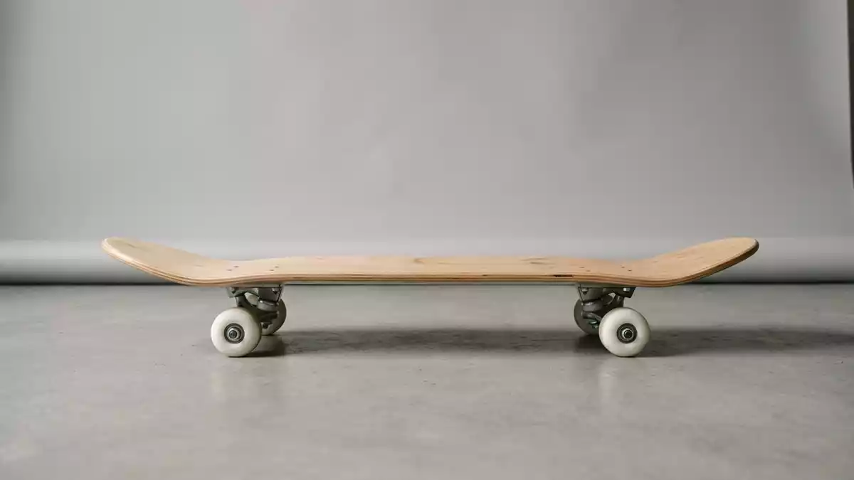 Fotorealistische Studioansicht von Skateboard in neutraler Produktdarstellung, neutral