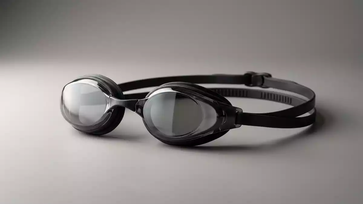 Fotorealistische Studioansicht von Schwimmbrille in neutraler Produktdarstellung