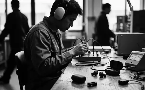 Schwarzweiss-Reportage mit Kabellose Ohrhoerer zum Thema Sony WF-1000XM5 In-Ear, hoher Kontrast, sachlich dargestellt - Foto: THN