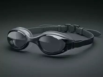 Fotorealistische Studioaufnahme von Schwimmbrille zum Thema Speedo Biofuse 2.0 Schwimmbrille, klare Lichtfuehrung - Foto: THN